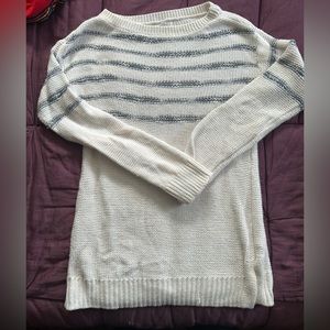 Maurices XS lightweight off white with blue stripes crew neck sweater